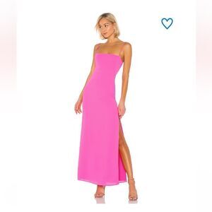 Superdown Addison maxi dress pink fuschia slip dress side slit Revolve XS